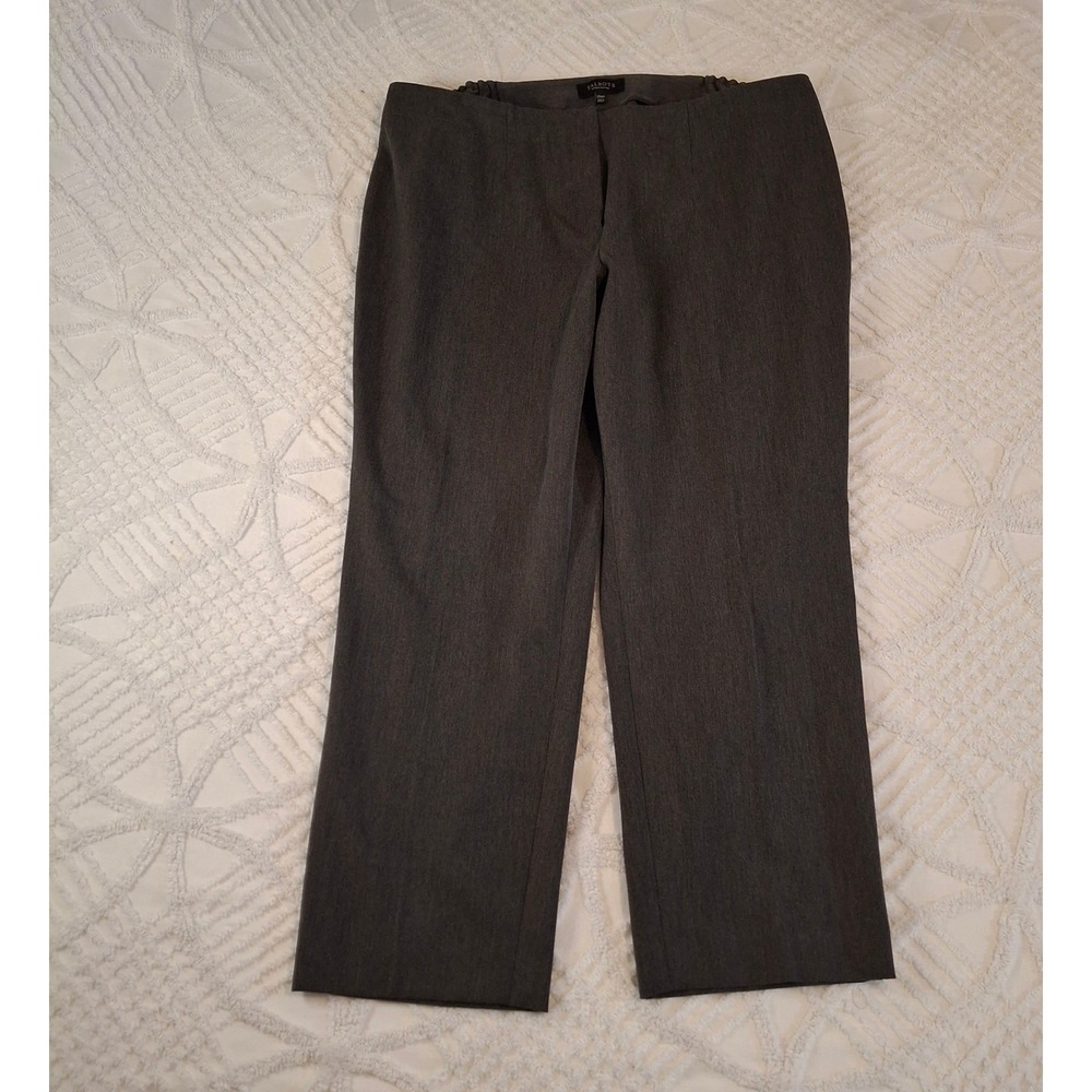 Talbots Women 20 WP Dress‎ Pants Gray Straight Leg Elastic Back Petite Trousers
